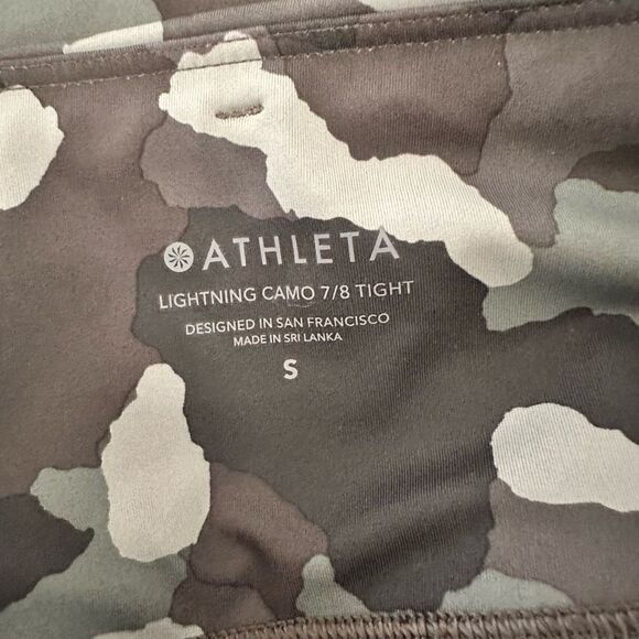 Athleta Lightning Camo 7/8 Tight Green Gray High Rise  w/ Pockets Size small - Picture 7 of 10